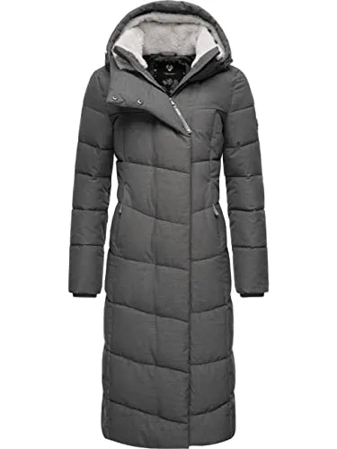 Ragwear Pavla Long Damen Wintermantel - Stylischer, warmer Damen Wintermantel mit Kapuze, wasserdicht und winddicht. Hoher Tragekomfort dank weichem Teddyfleece-Innenfutter. Perfekte Länge und taillierter Schnitt für eine schmeichelhafte Silhouette.