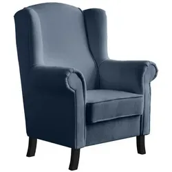 Beautysofa Ohrensessel Leonardo, Dunkelblau, 1-Sitzer, 88x118x86 cm - Eleganter Ohrensessel mit komfortablem Sitz und stilvollen Holzbeinen. Ideal für Wohnzimmer, Schlafzimmer oder Büro – ein echtes Highlight für jedes Zuhause.