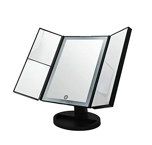 Ridder Kosmetikspiegel Vivian schwarz – LED & Vergrößerung - Der RIDDER Kosmetik-Standspiegel 'Vivian' überzeugt mit integrierter LED-Beleuchtung und 2- und 5-fach Vergrößerung für präzises Styling. Ideal für deine Beauty-Routine und passt perfekt in jedes Badezimmer.