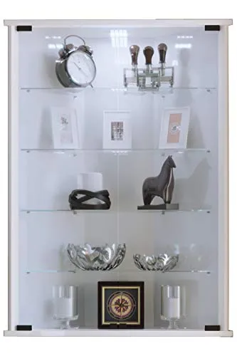 VCM Glasvitrine Eckvitrine Vecko, hängend oder stehend - Elegante Eckvitrine aus ESG-Sicherheitsglas mit 4 Fachböden, ideal zur stilvollen Präsentation Ihrer Schmuckstücke und geschützt vor Staub.