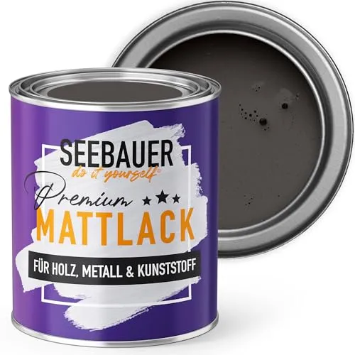 SEEBAUER diy Mattlack Anthrazit 375ml für Innen & Außen (No. 102 Black Pearl) Möbelfarbe ohne Schleifen - Hybrid-Lack für Holz, Metall, Kunststoff - Holzlack, Möbellack hohe Deckkraft