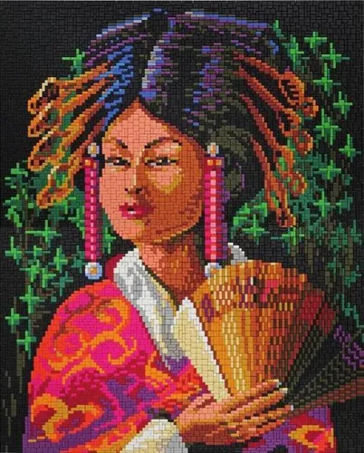 Mini Stecksystem Chinesin mit Fächer ca. 11.385 Teile mit XXL-Steckvorlage