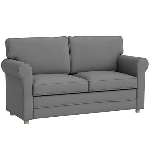 HOMCOM 2-Sitzer Sofa Dunkelgrau in grau von HOMCOM