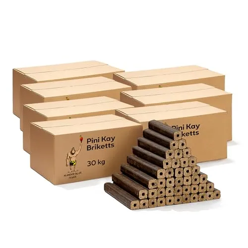 Neandertaler Hartholzbriketts PiniKay – 100% natürliche Kaminbriketts - Hochwertige Hartholzbriketts aus Eiche und Buche, ideal für Kamin, Ofen und Grill. Sauber brennend mit hohem Heizwert und minimalem Ascherückstand – perfekt für gemütliche Abende.