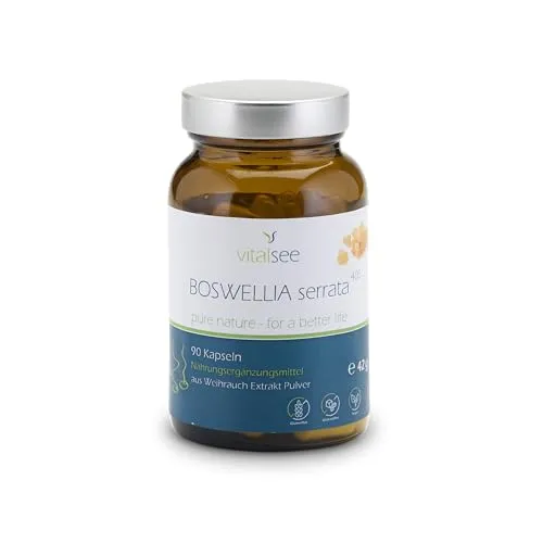 Produktbild Vitalsee BOSWELLIA serrata 400 Extrakt – 90 vegane Kapseln – Hochwertiger Weihrauch-Extrakt – glutenfrei, laktosefrei, ohne Zusätze – im Glas