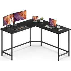 VASAGLE Schreibtisch, L-förmiger Computertisch, 140 cm, Eckschreibtisch, platzsparender Bürotisch, Gaming, Homeoffice, einfacher Aufbau - Schwarz
