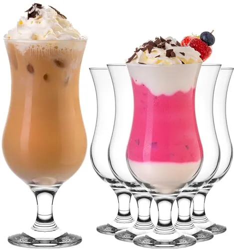 PLATINUX Cocktailgläser 400ml (max. 470ml) aus Glas Set 6-Teilig Longdrinkgläser Partygläser Hurricanegläser Groß klar