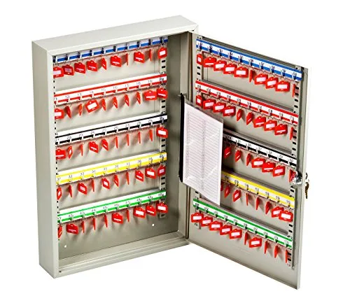 OfficeForce® Schlüsselkasten für bis zu 100 Schlüssel - Schlüsselschränke aus robustem Stahlblech, abschließbar mit Zylinderschloss, ideal für Büros und Schulen, bietet Platz für 100 nummerierte Schlüssel und sorgt für Ordnung.