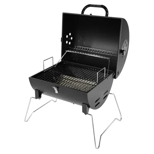 Holzkohlegrill TAINO CHAROX – Tragbarer Tischgrill für Camping und Balkon - Campinggrill aus robustem Metall, klappbar und freistehend. Ideal für unterwegs mit einer kompakten Grillfläche von 37 x 34,5 cm. Perfekt für gesellige Grillabende im Freien.