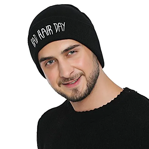 DonDon Mütze Herren Beanie Statement Wintermütze Bad Hair Day