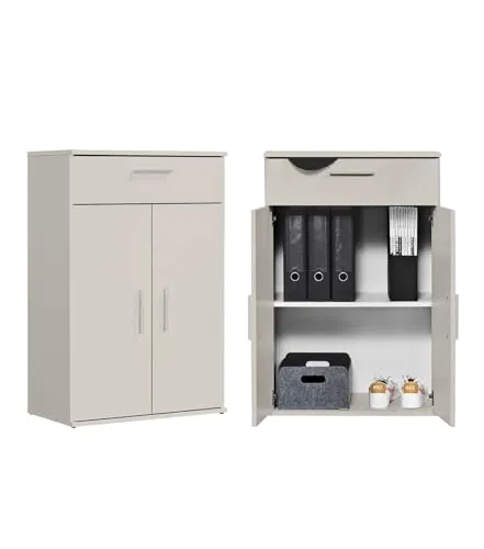 mokebo Mehrzweckschrank 'Der Praktische' in Kaschmir (60x90 cm) aus Holz - Vielseitiger Büroschrank mit Schublade und mehreren Fächern für optimale Aufbewahrung. Ideal als Schuh- oder Aktenschrank. Hergestellt in Deutschland mit langlebiger Beschichtung.