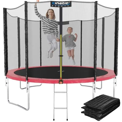 Kinetic Sports Gartentrampolin SALTO PLUS, Ø 244 cm - Trampolin für Garten und Outdoor, mit Sicherheitsnetz und 120 kg Benutzergewicht, ideal für Spaß und Fitness für die ganze Familie.