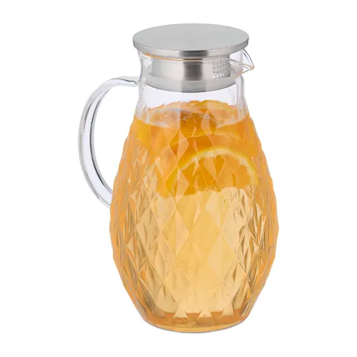 Glaskaraffe Borosilikatglas 2L - Stilvoller Teekrug mit Deckel - Geschirr: Hochwertige 2L Glaskaraffe aus Borosilikatglas, spülmaschinenfest und mit praktischem Deckel, ideal für Tees und Säfte in modernem Design.