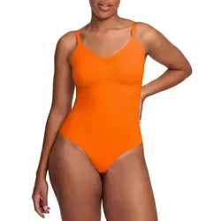 cfab (creamy fabrics) Miederbody Bodysuit Sculpting Shapewear mit Slip-Sunset Orange-M (1-tlg) Figurformend orange M