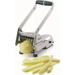 GEFU Pommes-Frites-Schneider Edelstahl/Schwarz - Reiben & Küchenreiben - Präziser Schnitt mit geschärften rostfreien Stahlmessern, Vakuum-Saugfuß für sicheren Stand und integrierter Ausstoßer für schnelles Arbeiten.