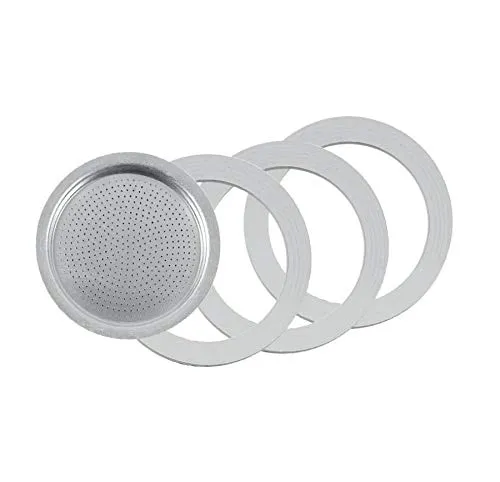 Tredoni 3 Gummi-Dichtung/Ringe+Filter -Ersatz- Größe 6 Tassen Espresso Kaffeemaschine Moka Kanne - 7,1cm (6 Tassen)