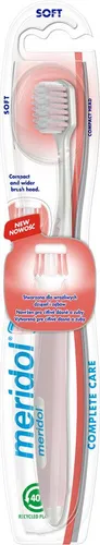 Meridol Complete Care Zahnbürste für empfindliches Zahnfleisch, feine Borsten, Softgrip-Griff