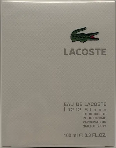 Lacoste L.12.12 Blanc for Him Eau de Parfum 100 ml - Herrendüfte mit einzigartigem, klassischem Duftprofil - frische Kopfnoten von grünen Noten und Fingerlimette, perfekt für den modernen Mann.