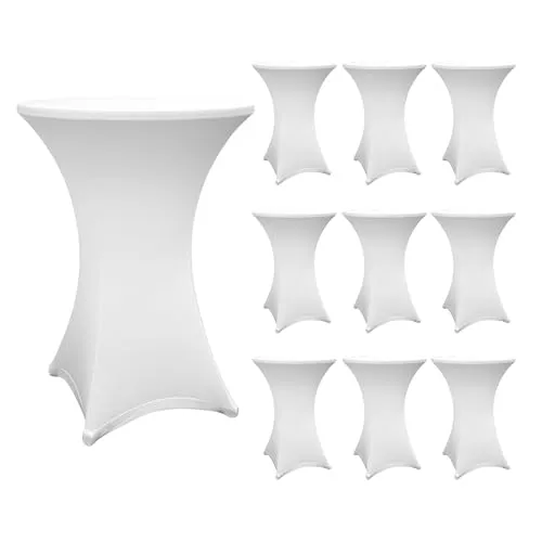 Lumaland 10x hochwertige Stehtischhusse 70-75 cm, ÖKO-TEX® Zertifikat | Stretch Tisch-Überzug schnelltrocknend, Husse mit Verstärkung im Fußbereich | Waschbar, pflegeleicht & langlebig