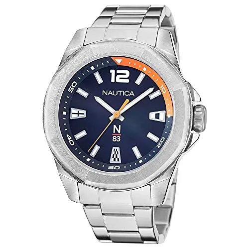 Nautica Men's Quartz Stainless Steel Strap, Silver, 22 Casual Watch (Model: NAPTBF103)