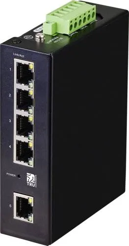 TRU COMPONENTS Industrial Ethernet Switch 1+4 Port 10/100/1000 MBit/s - Modems, Splitter & Switches - Robuster 1+4 Port Switch für schnelle und zuverlässige Netzwerkverbindungen in industriellen Umgebungen.