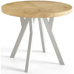 AlpiMeble Runder Esszimmertisch OVO, ausziehbar - Esszimmertisch mit ausziehbarer Funktion von 80 cm bis 130 cm, ideal für Platzersparnis und vielseitige Nutzung in jedem Raum.