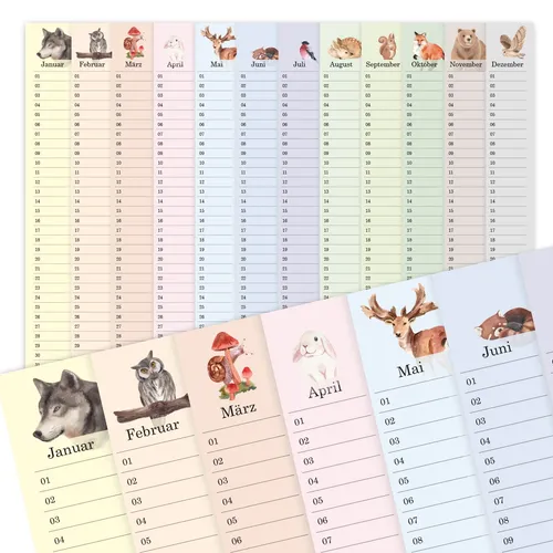 Wandkalender Geburtstagskalender immerwährend mit Wald Motiv DIN A3 - dv_1161