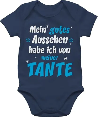 Shirtracer Baby Body Mädchen - Mein gutes Aussehen Tante Junge - 6/12 Monate - Navy Blau - geburt kind babykleidung tantes aunt auntie bodys baby-kleidung tante+baby-kleidung aunties tanten strampler