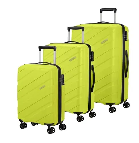 AMERICAN TOURISTER Jetdriver 3.0 L/M/S - Bright Lime Koffer - Leichte Hartschalenkoffer aus widerstandsfähigem Polypropylen mit sportlichem Design, ideal für Kurz- und Langstreckenreisen. Ausgestattet mit 4 Doppelrollen und TSA-Zahlenschloss für optimale Sicherheit.
