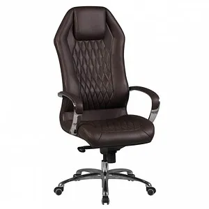 AMSTYLE Chefsessel SPM1.297 in braunem Leder - Bürostuhl mit ergonomischer Wipp-Mechanik für optimale Rückenentlastung, ideal für lange Arbeitstage.