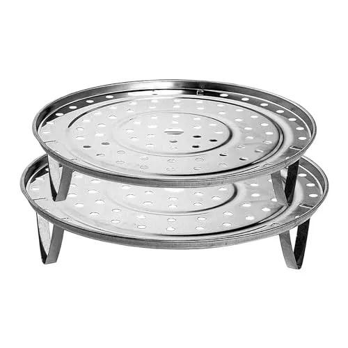 KRYMSON 2-teiliges hohes Dampfgargestell, Edelstahl-Dampfkorb-Set, rundes Dampfgarblech, Kochregal, Küchenbedarf, faltbares Edelstahl-Dämpfblech, Kochzubehör