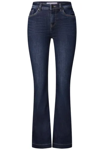 Street One Damen Bootcut Jeans 3715702, Dark Indigo Washed - Stylische Bootcut Jeans im Slim Fit High Waist, ideal für einen modischen Look. 5-Pocket-Style mit dunkler Waschung für vielseitige Kombinationsmöglichkeiten.