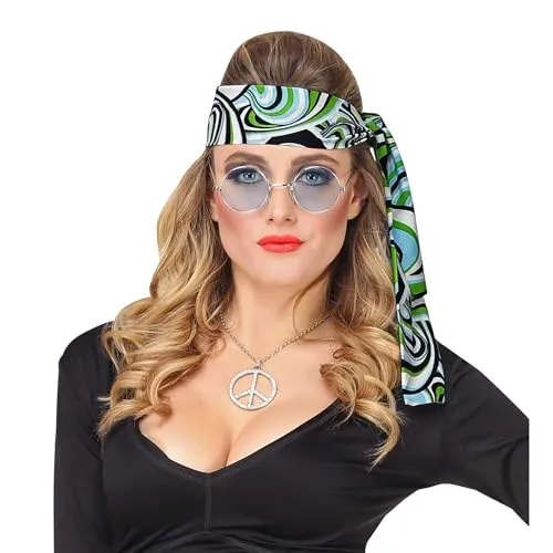W WIDMANN MILANO Party Fashion - 60er und 70er Jahre Stirnband, Haarband, Accessoire für Hippie, Flower Power, Karneval