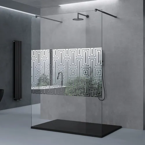 doporro Duschwand 100x200 cm - Walk-In Dusche aus 10mm ESG-Sicherheitsglas - Elegante Duschwand mit schwarzem Profil und Labyrinth-Design, variabler Wandabstand von 70-120 cm. Einfache Montage für Ihr Badezimmer, ideal für stilvolle Akzente.