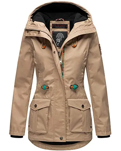 MARIKOO Damen Parka Babetaa - Wasserabweisend und kuschelig - Funktionsjacke für den Frühling, mit Teddy Fleece Innenleben und stylischem Vokuhila Schnitt. Ideal für Outdooraktivitäten und modisch zugleich!