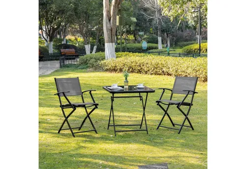 Outsunny Klappbare 3-teilige Sitzgruppe für Balkon - Loungemöbel & Sitzgruppen – Praktisches und platzsparendes Design, ideal für kleine Balkone mit einer Gewichtskapazität von 114kg.