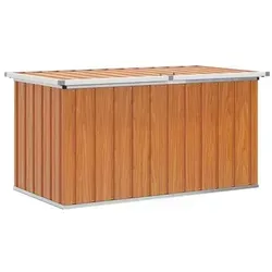 vidaXL Außenlagerbox Holz 129 x 67 x 65 cm aus verzinktem Stahl - Praktische Outdoor-Aufbewahrungsbox aus robustem verzinktem Stahl für Kissen und Gartengeräte. Bietet viel Stauraum und vielseitige Einsatzmöglichkeiten. Ideal für eine ordentliche Terrasse oder einen gepflegten Garten.
