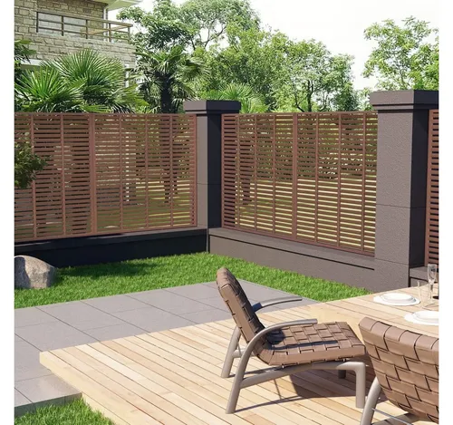 furnicato Zaun Lamellenzaun WPC 180x180 cm Braun - Stylischer Lamellenzaun aus WPC für Ihren Garten. Er bietet Sichtschutz und lässt Licht durch. Langlebig und pflegeleicht, ideal für Abgrenzungen und Terrassen. Schnelle Montage in ca. 1 Stunde.