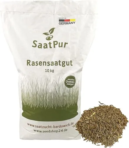 Qualitäts Rasensamen SaatPur | 10kg Sport und Spielrasen | Rasennachsaat, Gras, Grassamen, Nachsaatrasen Rasen Nachsaat, Rasensaat | Grassamen | ca. 300-400 m²