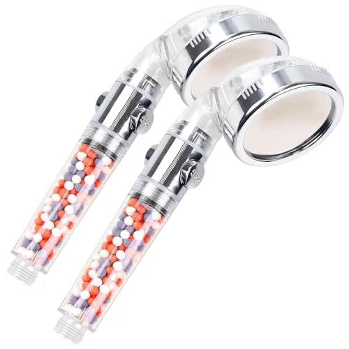 BadeStern Wellness Duschkopf: 2er-Set Wassersparender Duschkopf mit Filtration, Druckerhöhung (Massage, Microfiltration, Wassersparen)