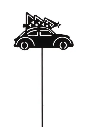TrendLine Deko Eisen Figurenstecker Auto mit Tannenbaum 35 x 0,5 x 7,5 cm schwarz