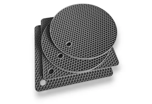 Camolo Topfuntersetzer 4er Set Silikon Topf Untersetzer grau - hitzebeständig, 4-tlg., hitzebeständig bis 230°C, rutschfest