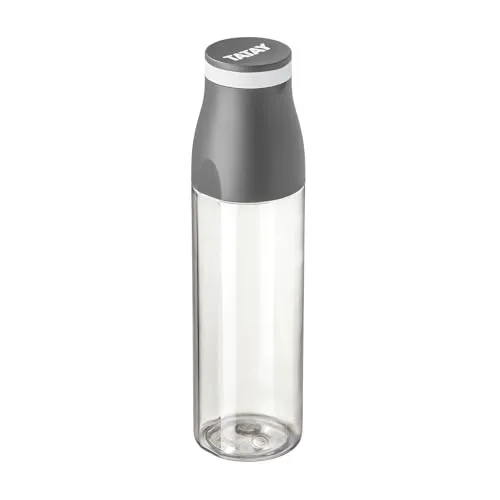 TATAY Wasserflasche 650 ml Urban Drink | Deckel mit Becher und Gummiband | Auslaufsicher und Robust | Tritan Ohne BPA | Spülmaschinen-, Mikrowellen-, Kühl- und Gefriersicher | 6,7x6,7x25cm, Grau