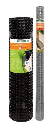 Windhager Wühlmausgitter und Noppenfolie SPAR-SET - Schutz für Hochbeete aus Holz - Effektives Wühlmausschutzgitter und robuste Noppenfolie verhindern Nagetierbefall und Staunässe, TÜV-zertifiziert und leicht zu verarbeiten.