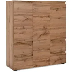 Mid.you Highboard in Honigeiche, 5 Fächer, 4 Schubladen, 116x131x40 cm
