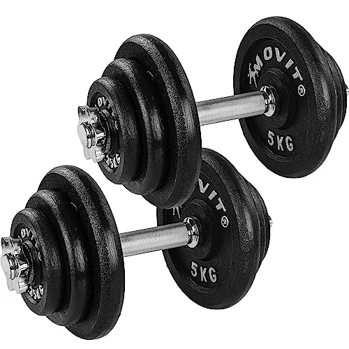 MOVIT® Kurzhantel PRO Set 40kg, Gusseisen, rutschfeste Griffe - Hanteln Set mit 2x20kg Gewichten für ein effektives Ganzkörper-Workout, ideal für zuhause oder unterwegs – platzsparend und ohne Fitnessgebühren.