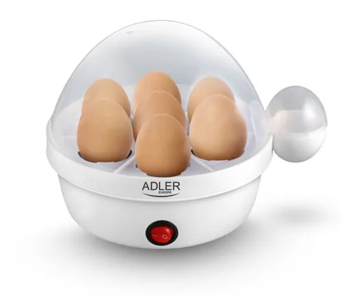 Adler Eierkocher AD 4459 - 7 Eier, 450 W mit Abschaltautomatik, inkl. Messbecher und Eierpicker in Weiß
