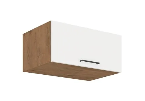 Küchen-Preisbombe Hochschrank Aufsatzschrank 80 cm Vigo Hochglanz weiß Eiche Lancelot - Hochschrank Aufsatzschrank 80 cm, perfekt für die Küche. Hochglanz Weiß mit Eiche Lancelot, bietet elegantes Design und optimale Stauraumlösungen.