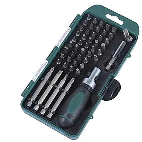 Brüder Mannesmann Bit-Set 49-tlg., Chrom-Vanadium-Stahl, Kreuz-, Pozidriv-, Schlitz- und Torx-Bits, ergonomischer Griff, Aufbewahrungsbox, vielseitig für Werkstatt und Haushalt | M29893