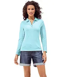 heine Langarm Poloshirt blau Größe 38 von Heine